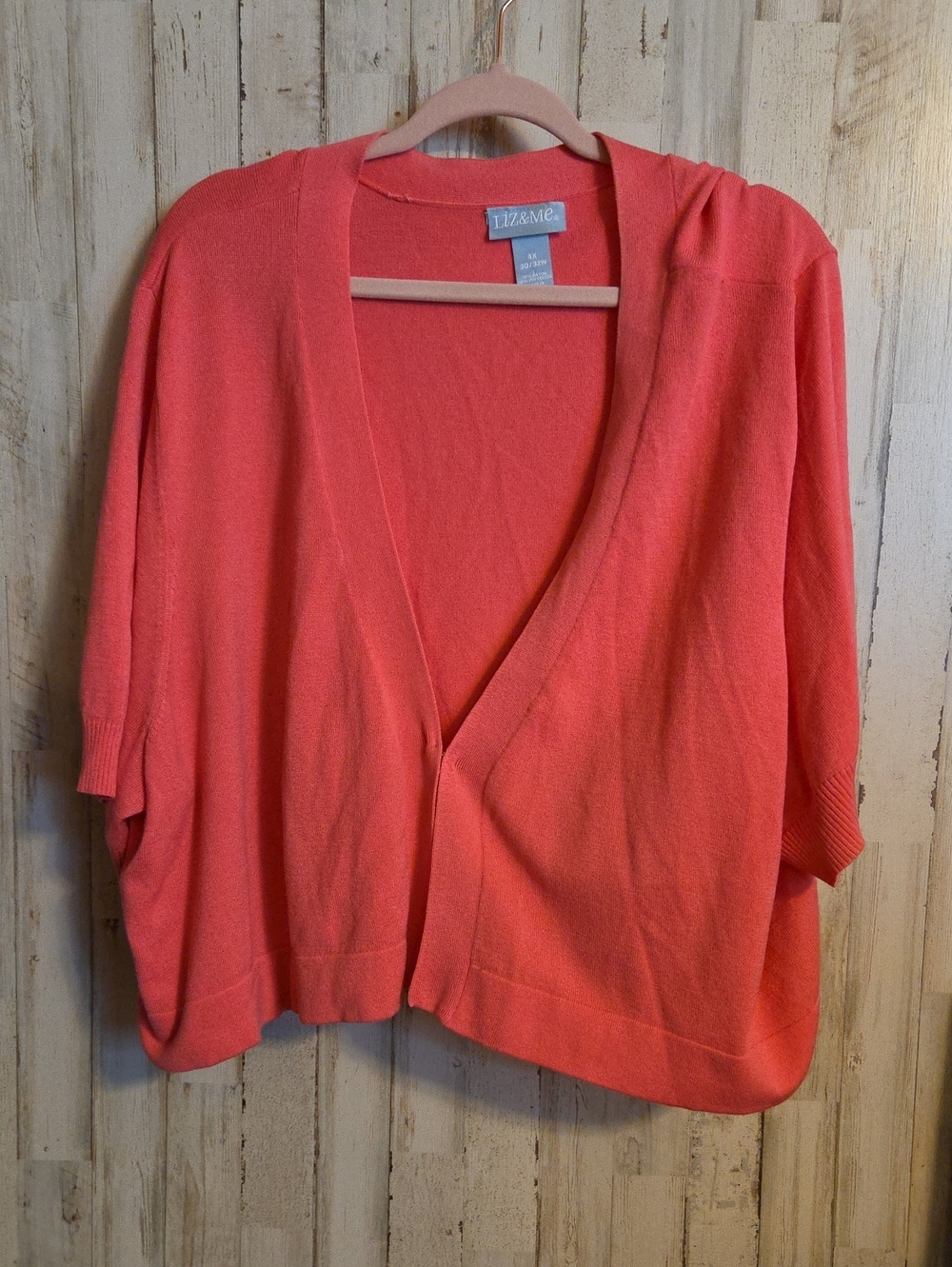 Liz & Me Coral Open-Front Cardigan